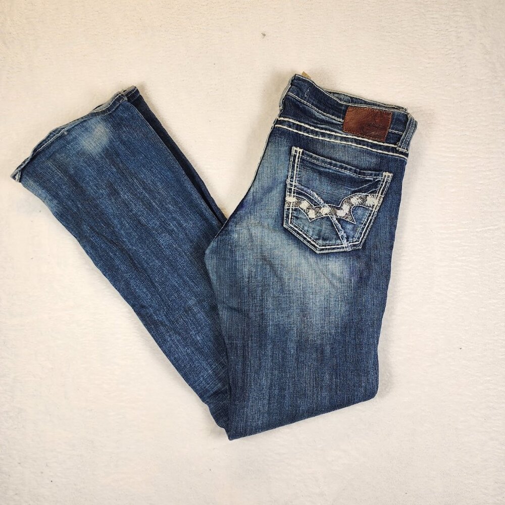 Big Star Casey K Blue Jeans Womens 32XL Low Rise Y2K 32x35 Embellished Pockets